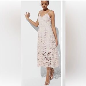 NWT Express Floral Lace Midi Summer Dress - Ballet Pink- size XS